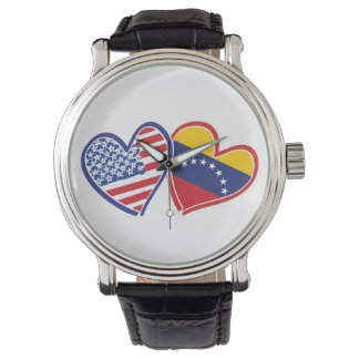 USA och Venezuelas flagga hjärtan Armbandsur