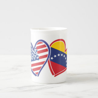 USA och Venezuelas flagga hjärtan Benporslin Mugg