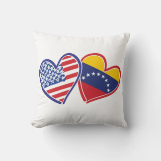 USA och Venezuelas flagga hjärtan Kudde