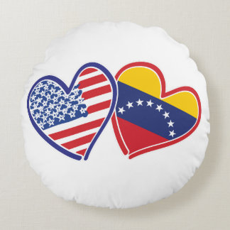 USA och Venezuelas flagga hjärtan Rund Kudde