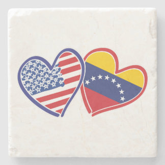 USA och Venezuelas flagga hjärtan Stenunderlägg