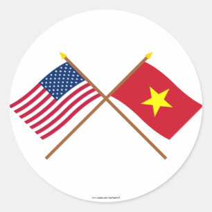 USA och Vietnam över Flaggor Runt Klistermärke
