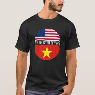 USA Och Vietnam Vintage Flaggor Ja Jag Är Båda Av T Shirt