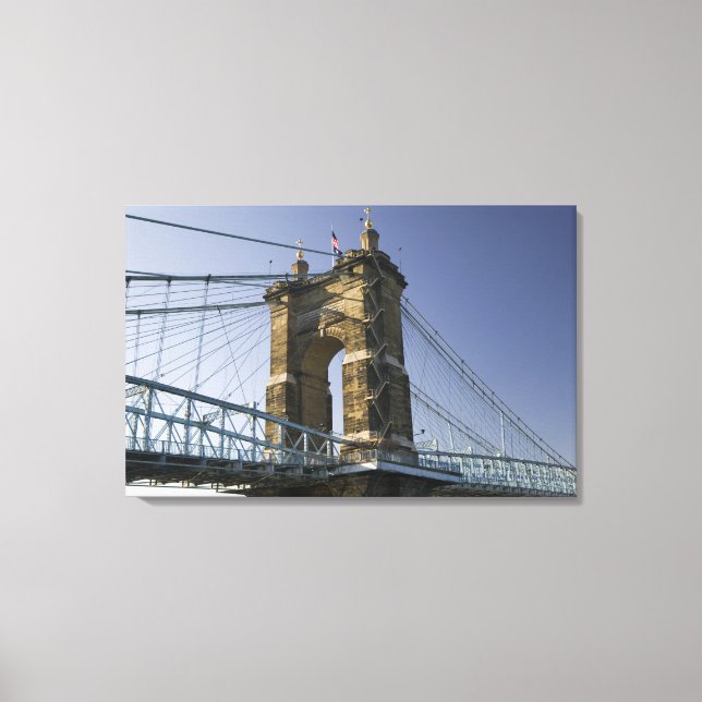 USA, Ohio, Cincinnati: Roebling Suspension 2 Canvastryck (Framsida)