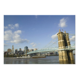 USA, Ohio, Cincinnati: Roebling Suspension 2 Fototryck