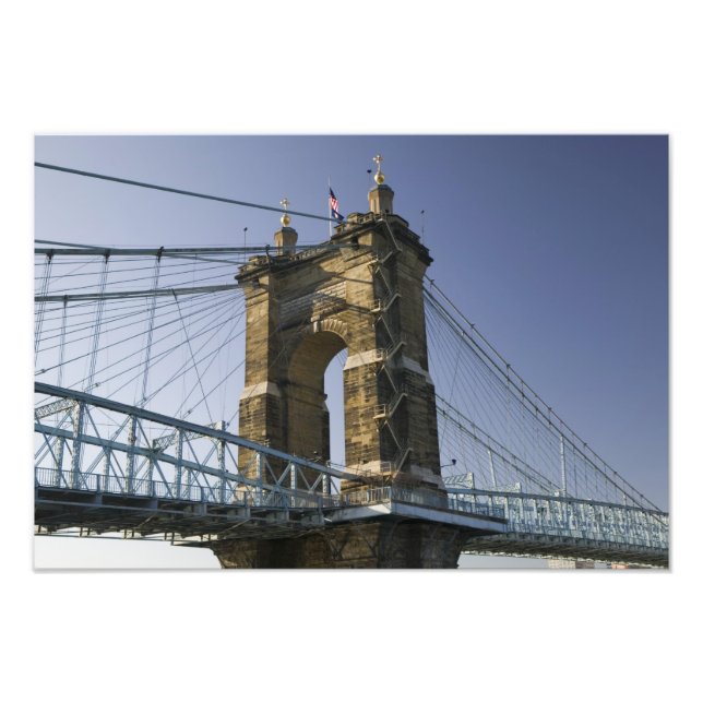 USA, Ohio, Cincinnati: Roebling Suspension 2 Fototryck (Framsidan)