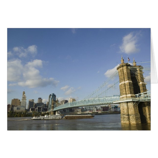 USA, Ohio, Cincinnati: Roebling Suspension 2 Hälsningskort (Framsidan Horizontal)