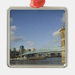 USA, Ohio, Cincinnati: Roebling Suspension 2 Julgransprydnad Metall