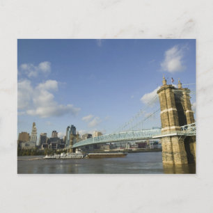 USA, Ohio, Cincinnati: Roebling Suspension 2 Vykort