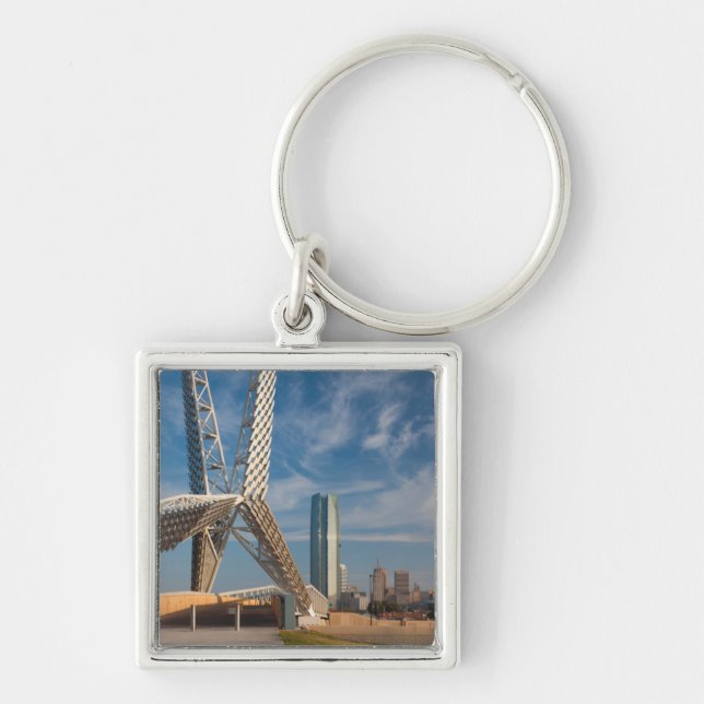 USA, Oklahoma, Oklahoma City, Skydance Fyrkantig Silverfärgad Nyckelring (Framsidan)