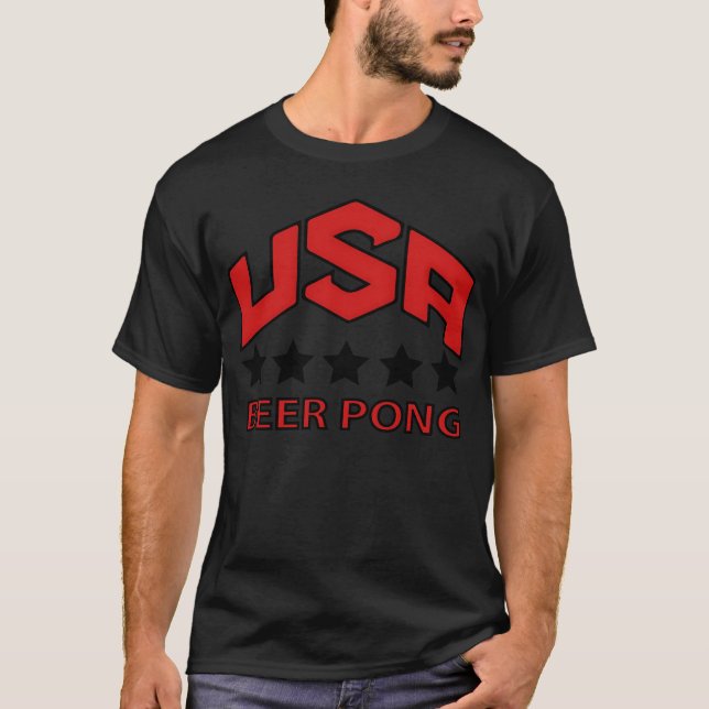 USA Öl Pongeam rolig T Shirt (Framsida)