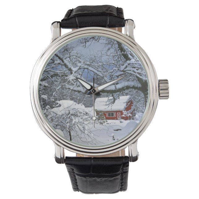 USA, Oregon, Clackamas County. Färsk snö Armbandsur (Framsida)
