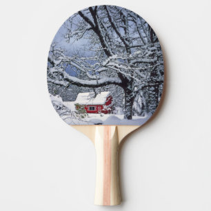 USA, Oregon, Clackamas County. Färsk snö täcker Pingisracket