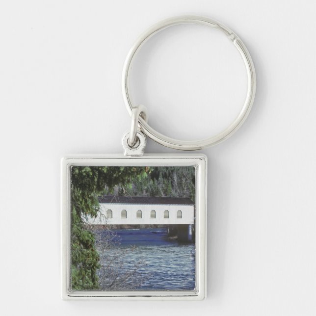 USA, Oregon. En plocka som passerar genom Fyrkantig Silverfärgad Nyckelring (Framsidan)