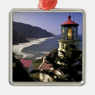USA, Oregon, Florence. Heceta Head fyr Julgransprydnad Metall