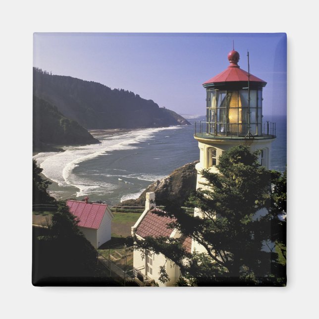 USA, Oregon, Florence. Heceta Head fyr Magnet (Framsidan)