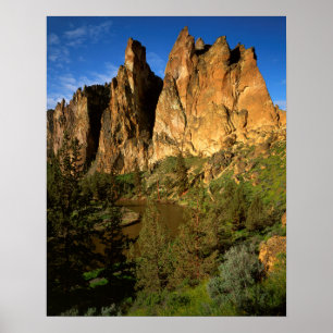 USA, Oregon, Granite Cliffs vid Smith Sten State Poster