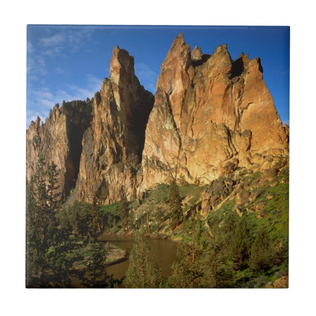 USA, Oregon, Granitklippor vid Smith Rock State Kakelplatta (Framsidan)