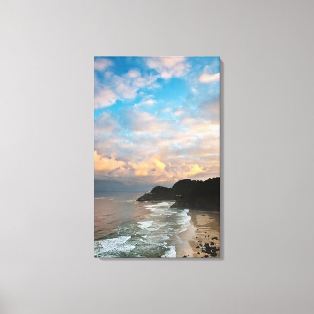 USA, Oregon. Heceta Head Lighthouse på morgonen Canvastryck (Framsida)