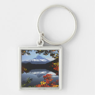 USA, Oregon, Mt. Hood National Forest. Fyrkantig Silverfärgad Nyckelring
