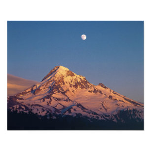 USA, Oregon, Mt Hood. Solnedgång skapar alpenglow Fototryck
