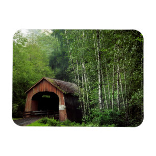 USA, Oregon. Överbyggd bro över North Fork Magnet