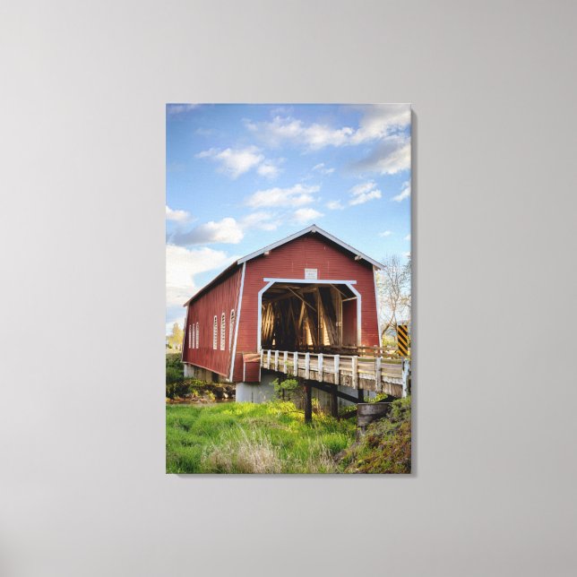 USA, Oregon, Scio, Shimanek Bridge Canvastryck (Framsida)