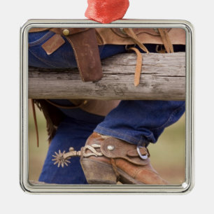 USA, Oregon, Seneca, Ponderosa Ranch. Cowboy Julgransprydnad Metall
