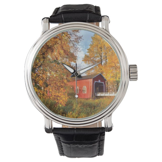 USA, Oregon. Shimanek täckte brygga på morgonen Armbandsur (Framsida)