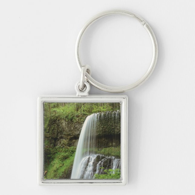 USA, Oregon, Silver Falls State Park. Nedre Fyrkantig Silverfärgad Nyckelring (Framsidan)