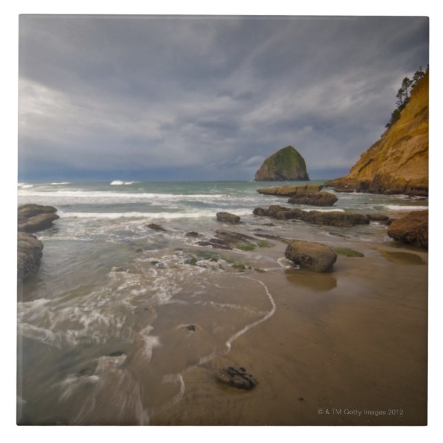 USA Oregon, Tillmook län, strand med Kakelplatta (Framsidan)