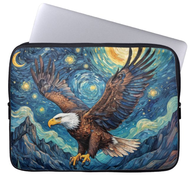 USA Örn i Starry Night Van Gogh stil Laptop Fodral (Framsidan)