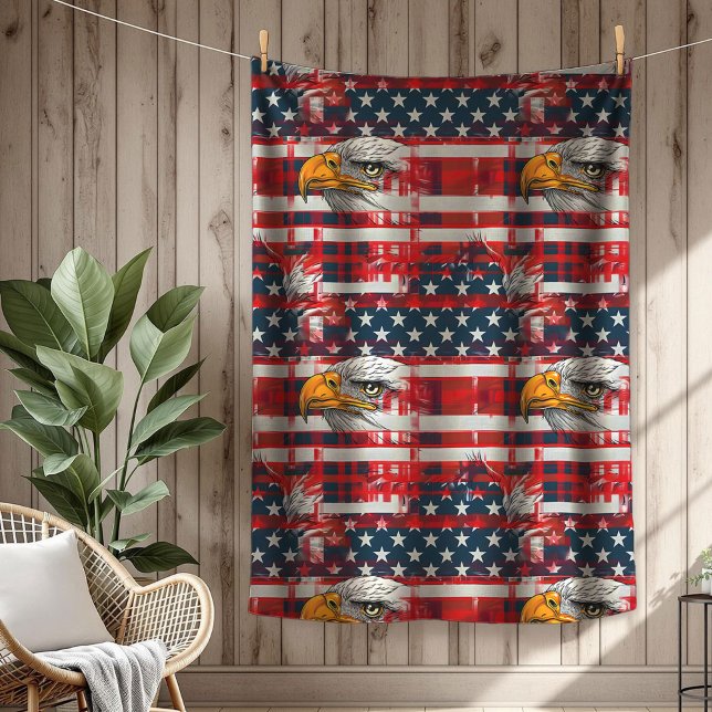 USA Örn Kast Jubla Frihet i Mysig Stil Fleecefilt (USA Eagle Throw Celebrate Freedom in Cozy Style)
