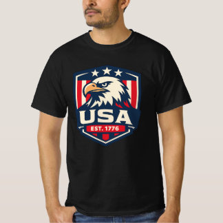 USA Örnmärke Est. 1776 Patriotiskt Amerikanskt Vin T Shirt