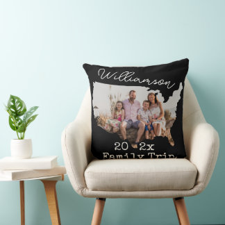 USA Outline Vacation Black Souvenir Family 2-Photo Kudde