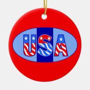 USA Oval Julgransprydnad Keramik
