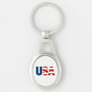 USA. OVALT SILVERFÄRGAD NYCKELRING