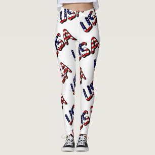USA överlade på amerikanska Flagga Leggings