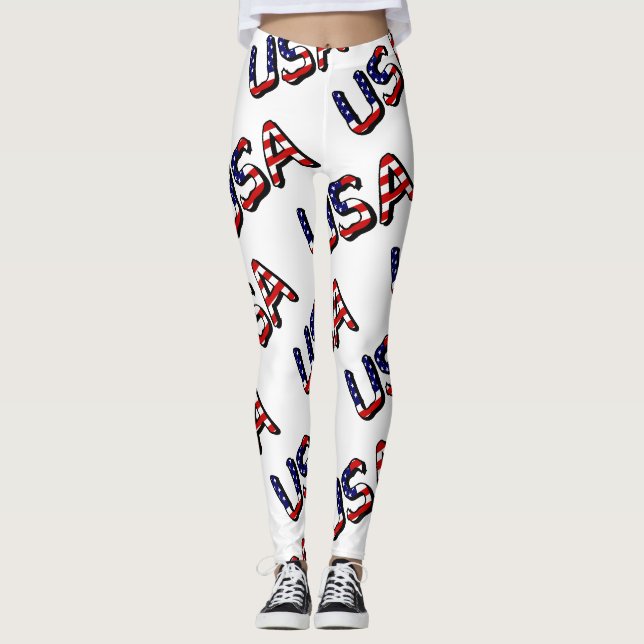 USA överlade på amerikanska Flagga Leggings (Framsida)
