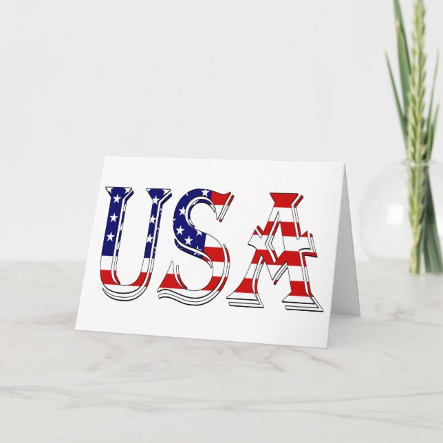 USA överlagt med amerikanska Flagga Kort (Framsida)