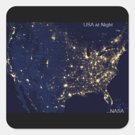 USA på natten, NASA Image Fyrkantigt Klistermärke