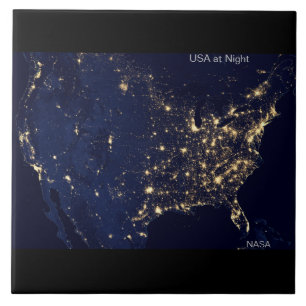 USA på natten, NASA Image Kakelplatta