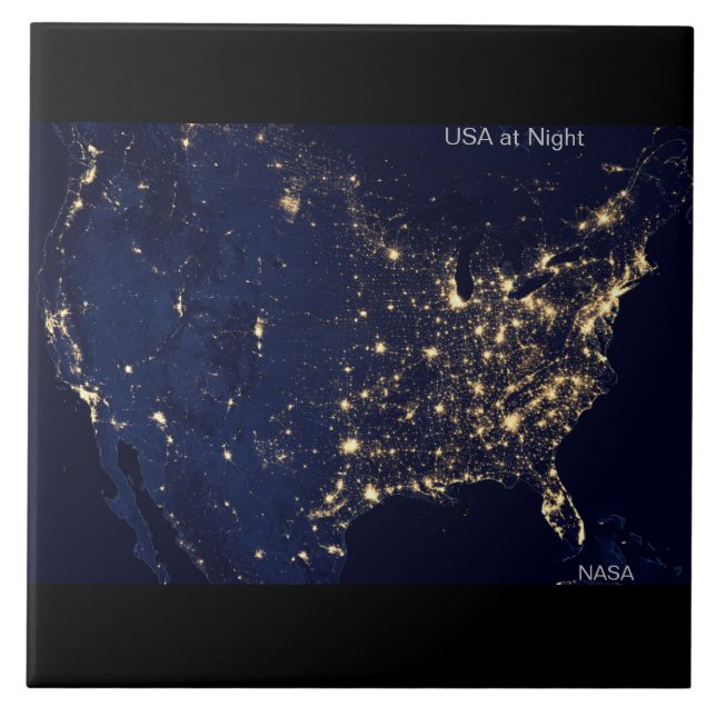 USA på natten, NASA Image Kakelplatta (Framsidan)