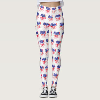 USA Paint Splatter Kärlek Heart Leggings