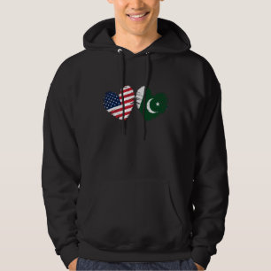 Usa Pakistan Flagga Heart Valentines day Pakistan Hoodie