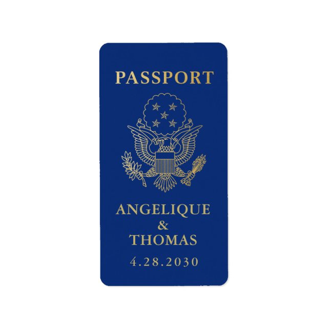USA Passport Emblem Travel Theme Favor Adressetikett (Framsidan)