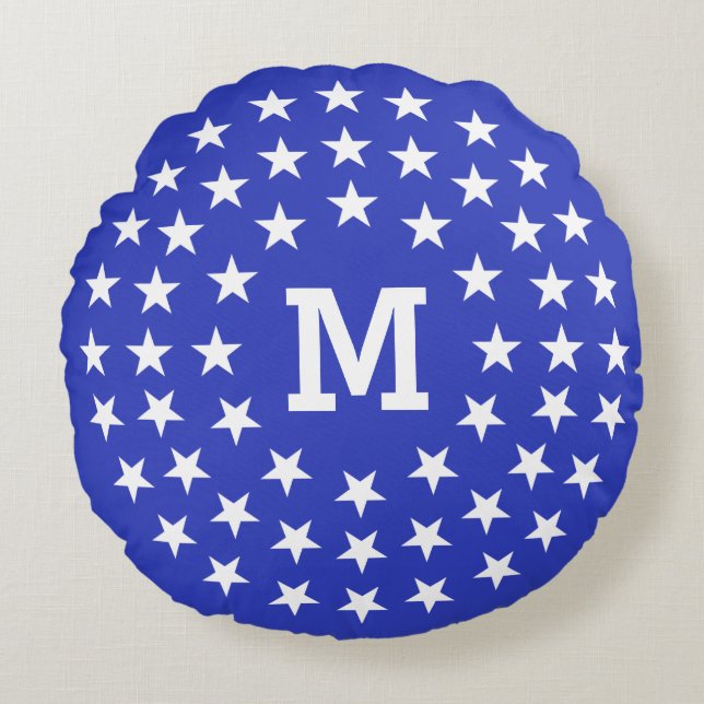USA Patriot Anpassningsbar Monogram dekorativ kudd Rund Kudde (Framsidan)
