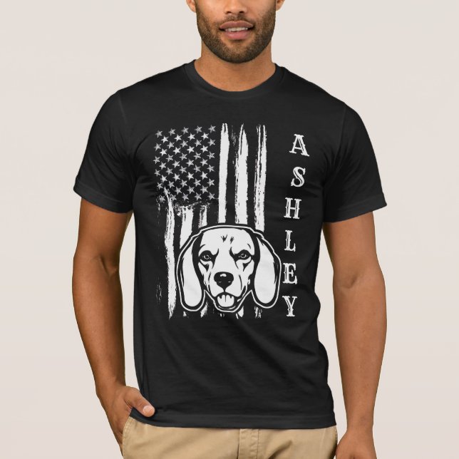 USA Patriot Beagle Hund US Pet T Shirt (Framsida)