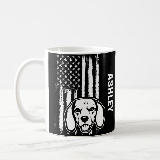 USA Patriot Beagle USA flagga Hund Kaffemugg (Vänster)