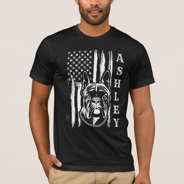 USA Patriot Boston Terrier Hund US Pet T Shirt (Framsida)